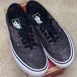 Black glitter rainbow vans